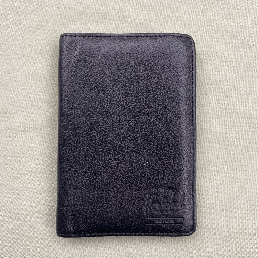 Herschel black leather card holder wallet
